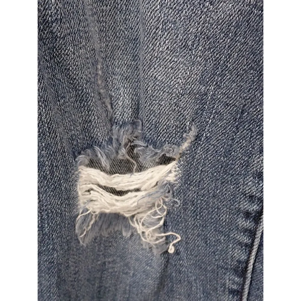 KUT from the Kloth Blue Distressed Raw Hem Straight Leg Jeans Women Size 4
